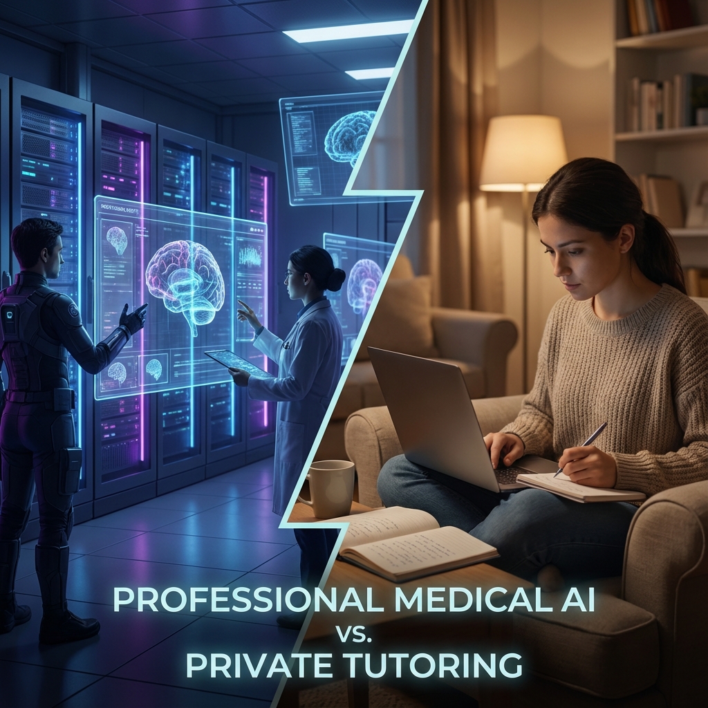 Contrast intre laborator profesional de AI medical si meditații private acasă