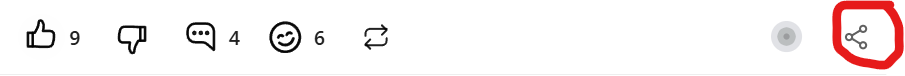 The Share icon on an eYou web post, which copies the post link to the clipboard