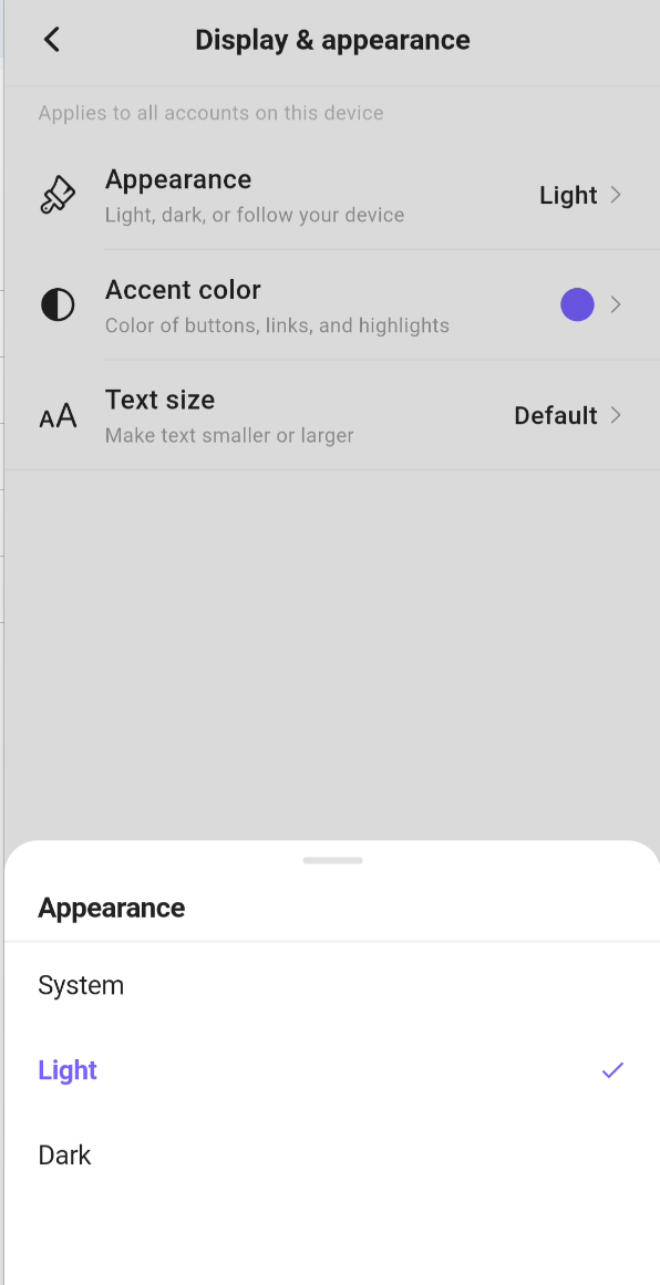 Appearance in der App