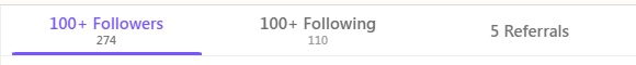 Followers, Following and Referrals under Profile in the eYou web app